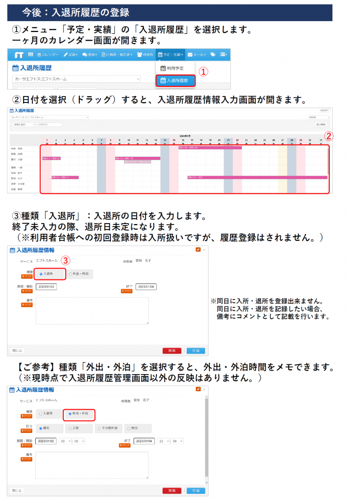 入退所今後１